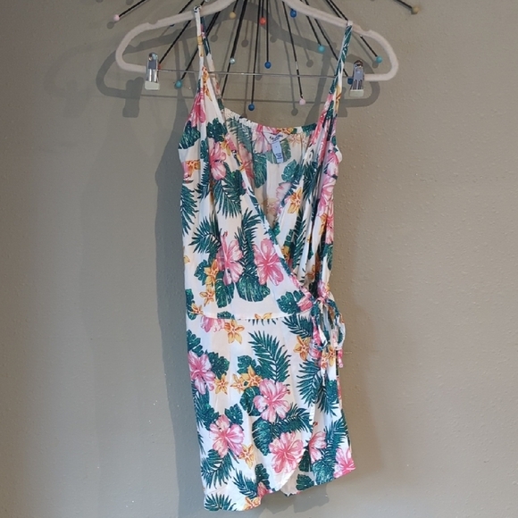 Arizona Hawaii Floral Romper Wrap Dress Size Small - Picture 1 of 7